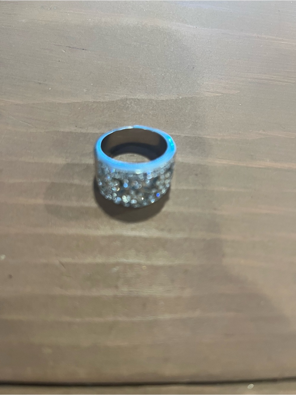 Ring size 8 gorgeous cz two tone gold silver beautiful wide style.